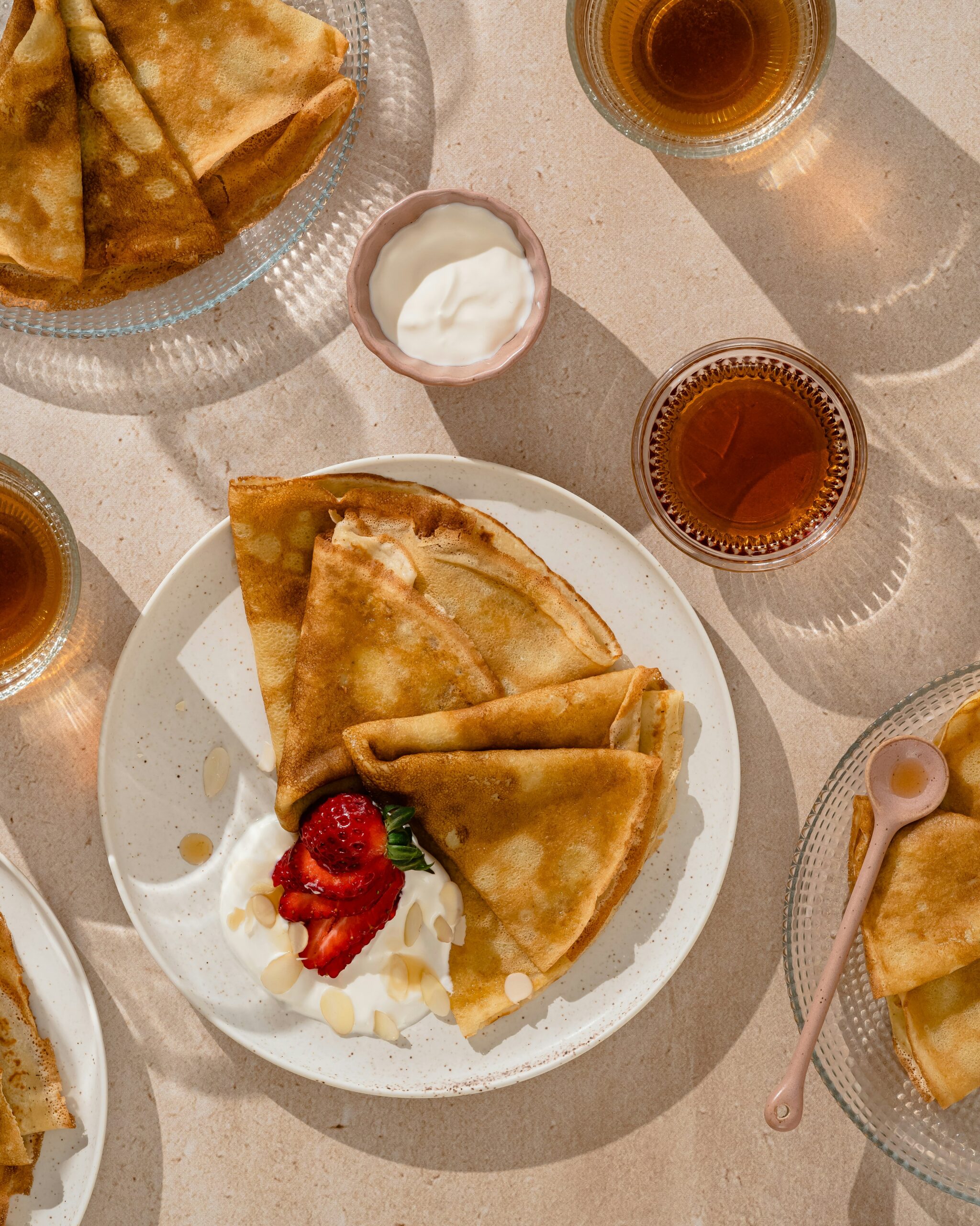 Crepes presented on a plate